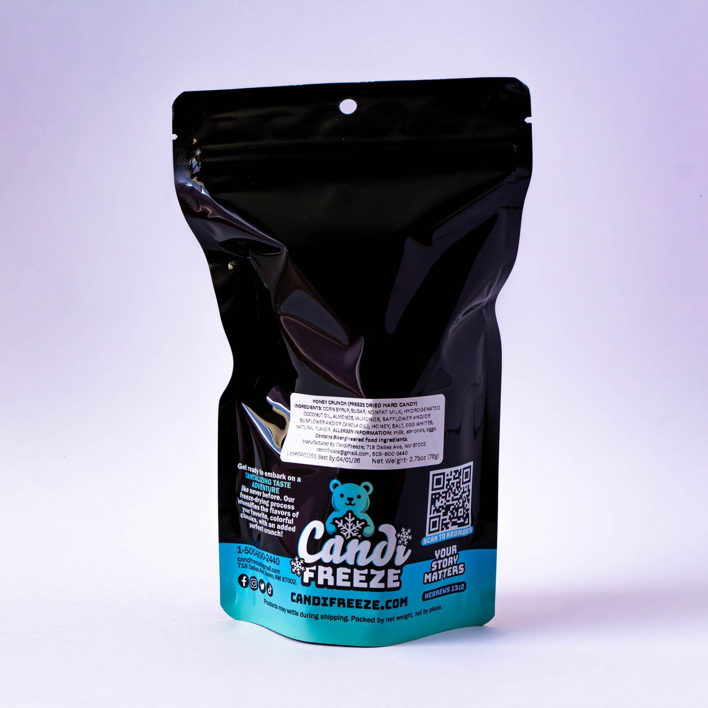 Honey Crunch By CandiFreeze - Freeze-Dried, Crunchy, Nutty & Honey Flavored Candy – 2.75oz (78g) w/Resealable Bag