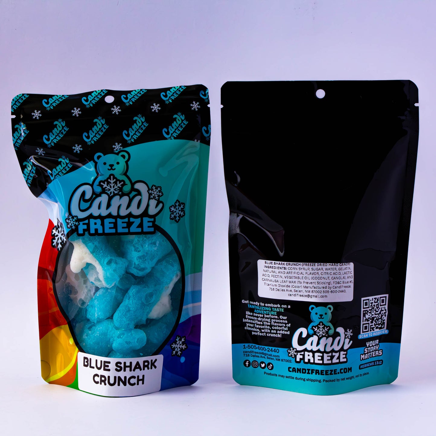 Blue Shark Crunch By CandiFreeze - Freeze-Dried, Crunchy, Sweet & Fruity Ocean-Inspired Candy – 1.25oz (35g) Resealable Bag