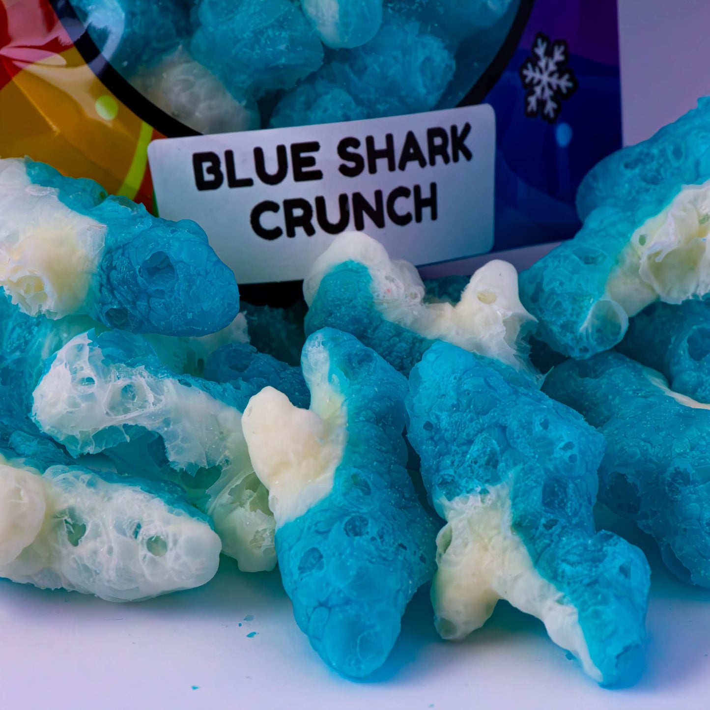 Blue Shark Crunch By CandiFreeze - Freeze-Dried, Crunchy, Sweet & Fruity Ocean-Inspired Candy – 1.25oz (35g) Resealable Bag