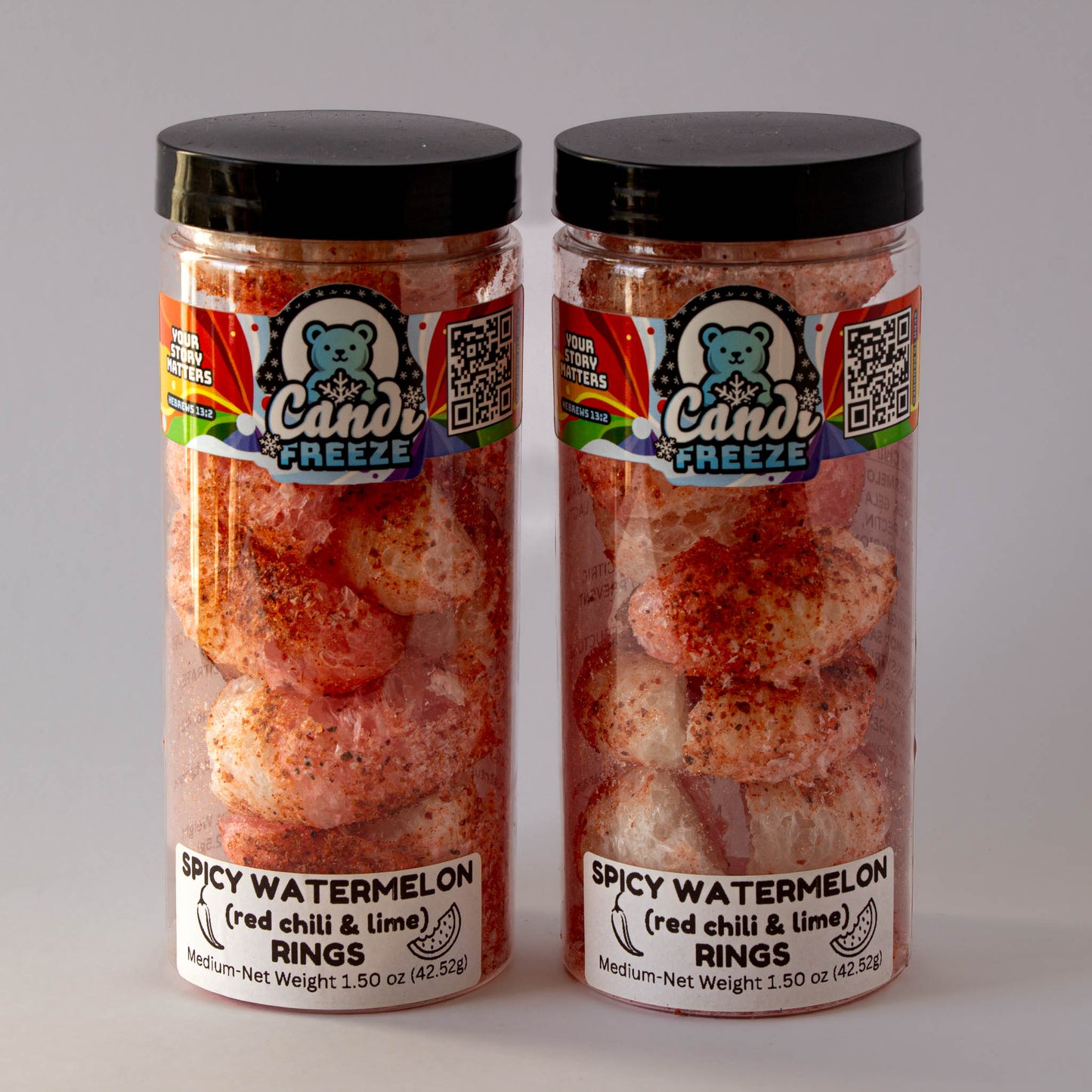 Spicy Watermelon Rings by CandiFreeze – Freeze-Dried, Crunchy, Sweet & Tangy Chili Lime Candy – 1.5oz Resealable Jar