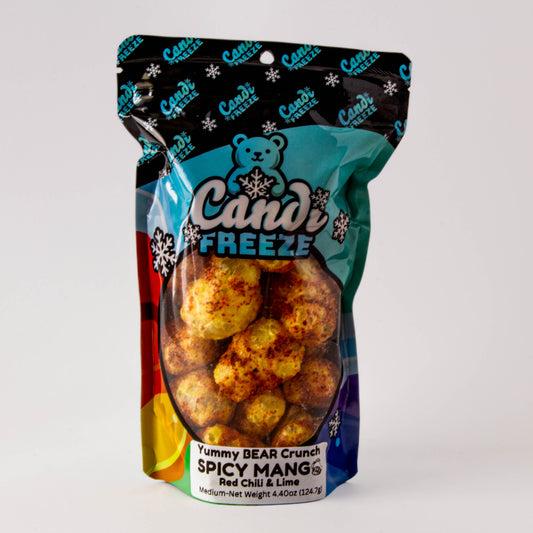 Spicy Mango Yummy Bear Crunch by CandiFreeze – Freeze-Dried, Crispy, Sweet & Spicy Chili Lime Bites – 4.4 oz Resealable Bag