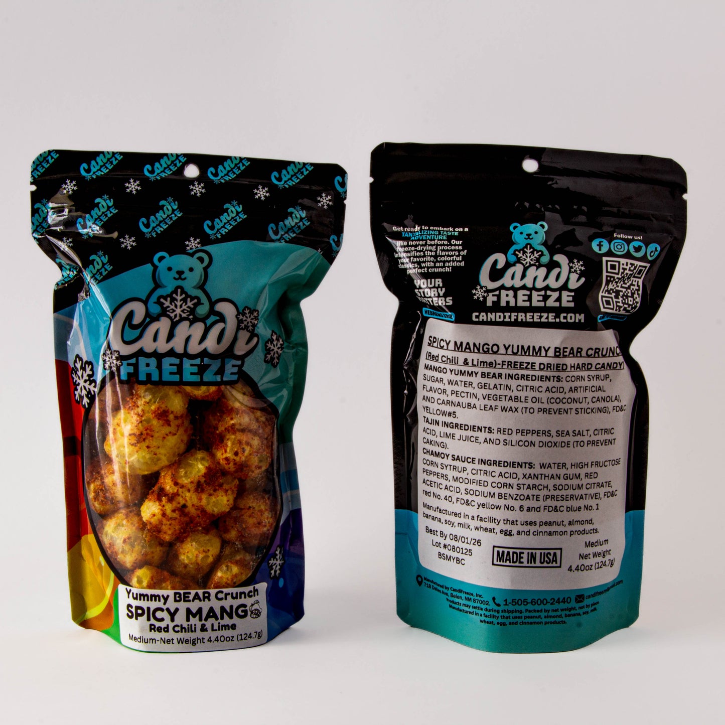 Spicy Mango Yummy Bear Crunch by CandiFreeze – Freeze-Dried, Crispy, Sweet & Spicy Chili Lime Bites – 4.4 oz Resealable Bag